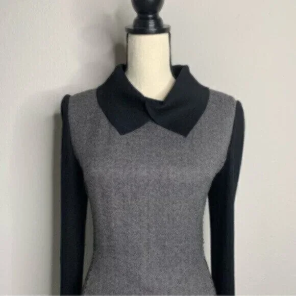 Vintage Tweed Wool Collared Knee Length Sheath Office Dress - Picture 8 of 11